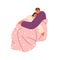 Love couple cuddling, embracing together. Man and woman sleeping, hugging under warm cozy blanket. Romantic