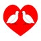 Love couple dove in red heart