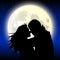 Love couple night with full moon