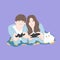 love couple play game, holding and press joystick, happy and enjoy playing