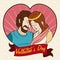 In-love Couple Portrait for Valentine\'s Day, Vector Illustration