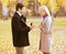 Love, couple, relationship and engagement concept -man proposing