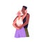 Love couple of young man and woman hugging. Biracial people in happy romantic relationships. Interracial partners. Two