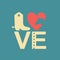 Love Cowboy symbol text with cowboy boot and horse silhouette in red heart. Country Love illustration background