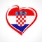Love Croatia emblem with heart in national flag color with coat of arms