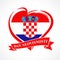 Love Croatia emblem with heart in national flag and croatian text: independence day