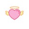 Love with cute fairy wing Icon. Simple Heart Illustration Line Style Logo Template Design.