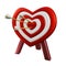 Love darts icon. Red darts with arrows. Valentines day. Red and white dart in form of a heart. 3D render. 3d illustration