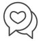 Love dialogue bubble line icon. Romantic messages with heart shape symbol, outline style pictogram on white background
