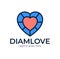 Love diamond logo icon design template sign. Modern diamond heart love logo icon vector template