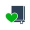 Love diary colored icon. Heart with book, love stories, like, feedback symbol