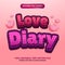 love diary cute cartoon editable text effect template style