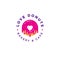 Love Donut logo. Bakery and donuts cafe emblem. Pink Donut with heart logo.