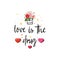 Love is the drug. Slogan about love, suitable as a Valentine`s Day postcard.