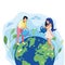 Love Earth, Planet Metaphor Flat Illustration