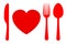 Love eat concept with fork, spoon and knife icons - 