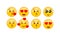 Love emoji icon set. Emoji with red hearts on isolated white background. EPS 10 vector