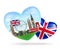 Love England heart shape logo with england flag