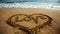Love etched in sand, a heartfelt message by the shore