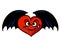 Love evil Red heart black wings character cartoon