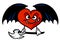 Love evil Red heart death threat kill ax black wings character cartoon