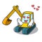 In love excavator mascot cartoon style