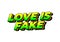 Love is fake. Text effect in 3 dimension style