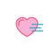 Love with fast move Icon. Simple Heart Illustration Line Style Logo Template Design.