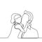 Love father continuous one line drawing of a daughter kiss her daddy