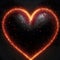 Love-filled heart shaped form on black background