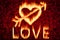 love fire with red rose background