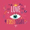 Love at first sight greeting card color design