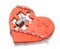 Love is forbidden. Red heart wrapped with chain and locked on white background