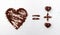 Love formula concept. Two chocolate candies make big love for chocolate.