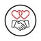 love and friendship handshake icon