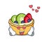 In love fruit tart mascot cartoon