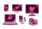 Love gadgets vector icons set
