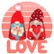 Love Gnomes Valentines Day Illustration. Happy Valentines day collection