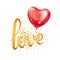 Love gold letter heart balloon