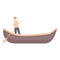 Love gondolier icon cartoon vector. Gondola boat