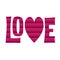 Love graphic with heart shape graphic