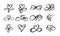 Love hand drawn hearts sign of infinity with cute sketch line. Set of divider doodle element love shape for valentines day,