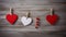 Love hanging in the air, rustic heart shaped decoration generated by AI