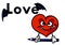 Love harmful paint brush evil black wings word Red heart character cartoon