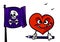 Love harmful paint pencil evil Jolly Roger Red heart character cartoon