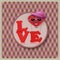 Love heart air balloon woman character on vintage background