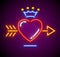 Love heart with arrow and Royal crown vector