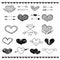 Love heart and arrow vector sketch set