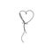 Love heart balloon continuous line drawing vector