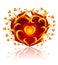 Love heart burning in blaze